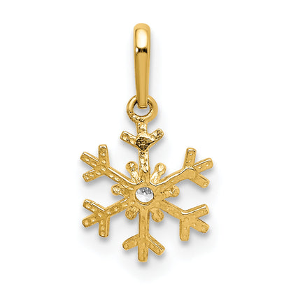 14K Yellow Gold Polished Cz Snowflake Charm