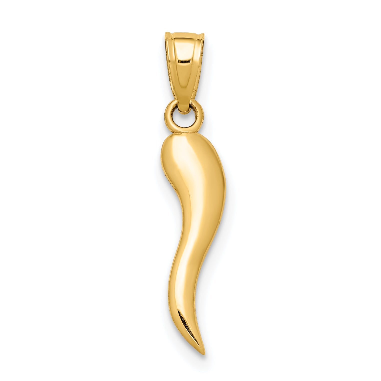 14K Yellow Gold Italian Horn Pendant