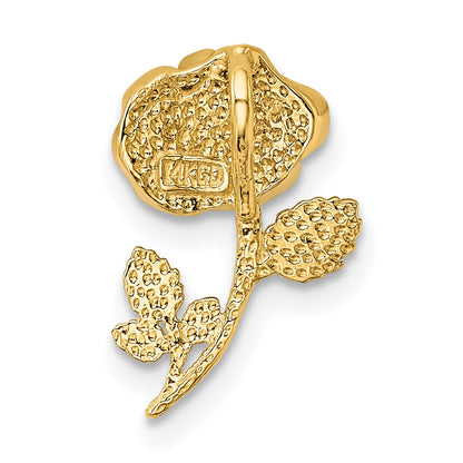 14K Yellow & Rhodium W/White Polished Rose Chain Slide