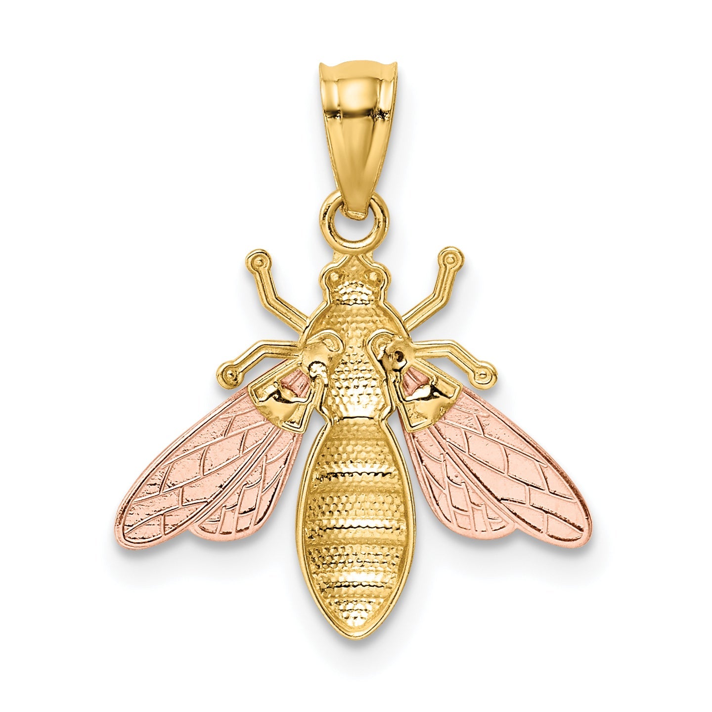 14K Two-Tone W/White Rhodium Polished Bee Pendant