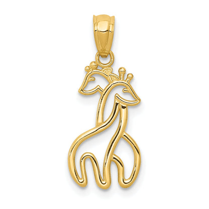 14K Yellow Gold Polished Interlocking Giraffes Pendant
