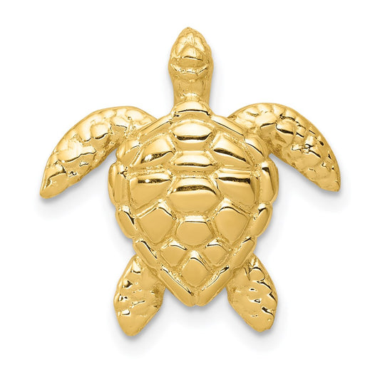 14K Yellow Gold Polished Large Sea Turtle Chain Slide