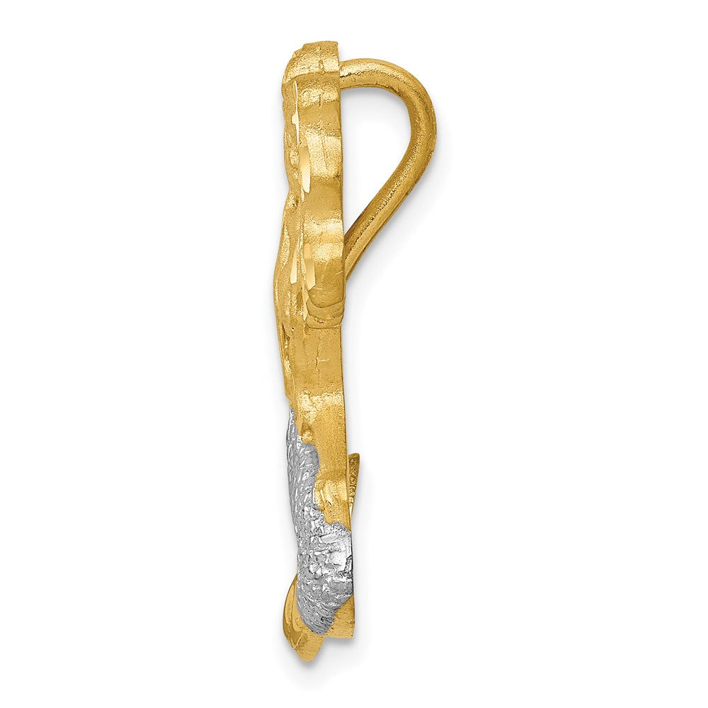 14K Yellow & Rhodium W/White Satin D/C Mermaid Chain Slide