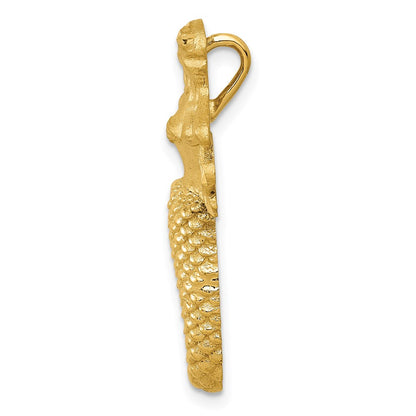 14K Yellow Gold Polished And Satin Diamond-Cut Mermaid Chain Slide