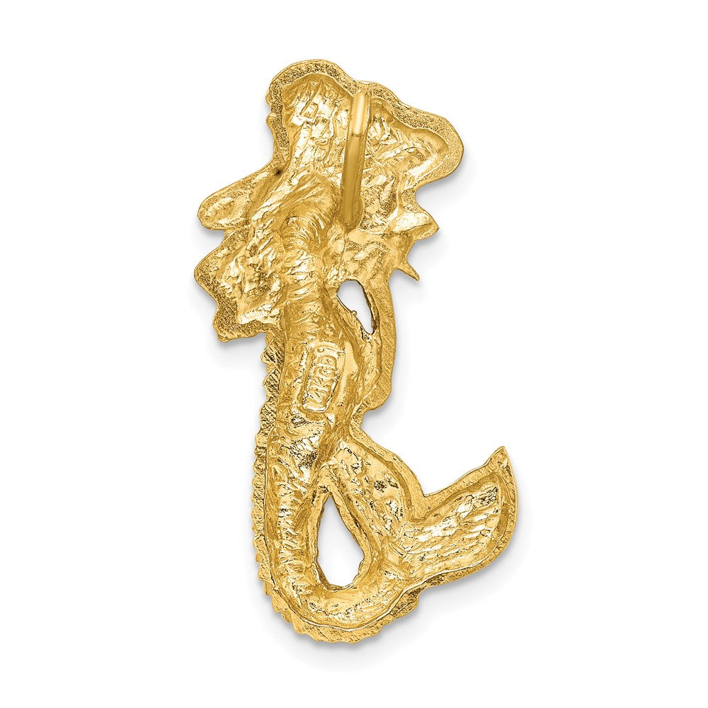 14K Yellow Gold Polished And Satin Diamond-Cut Mermaid Chain Slide