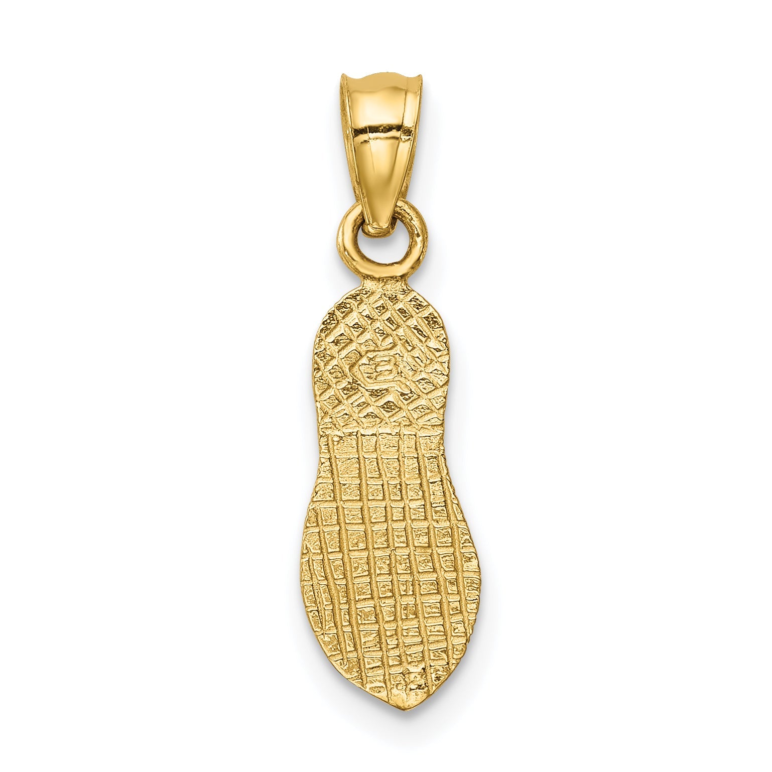 14K Yellow Gold 3D Polished And Textured Flip Flop Pendant