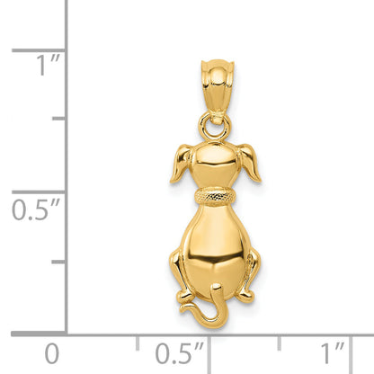 14K Yellow Gold Polished Sitting Dog Pendant