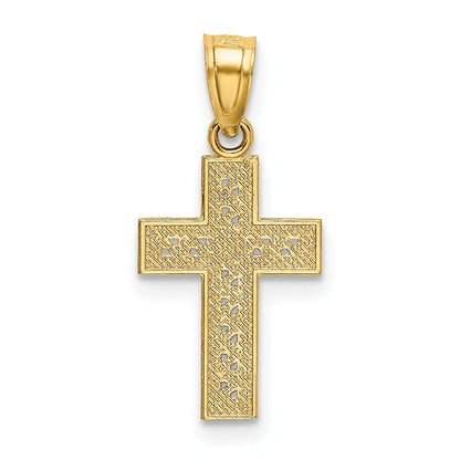 14K Yellow Gold Diamond-Cut Cross W/X Center Pendant