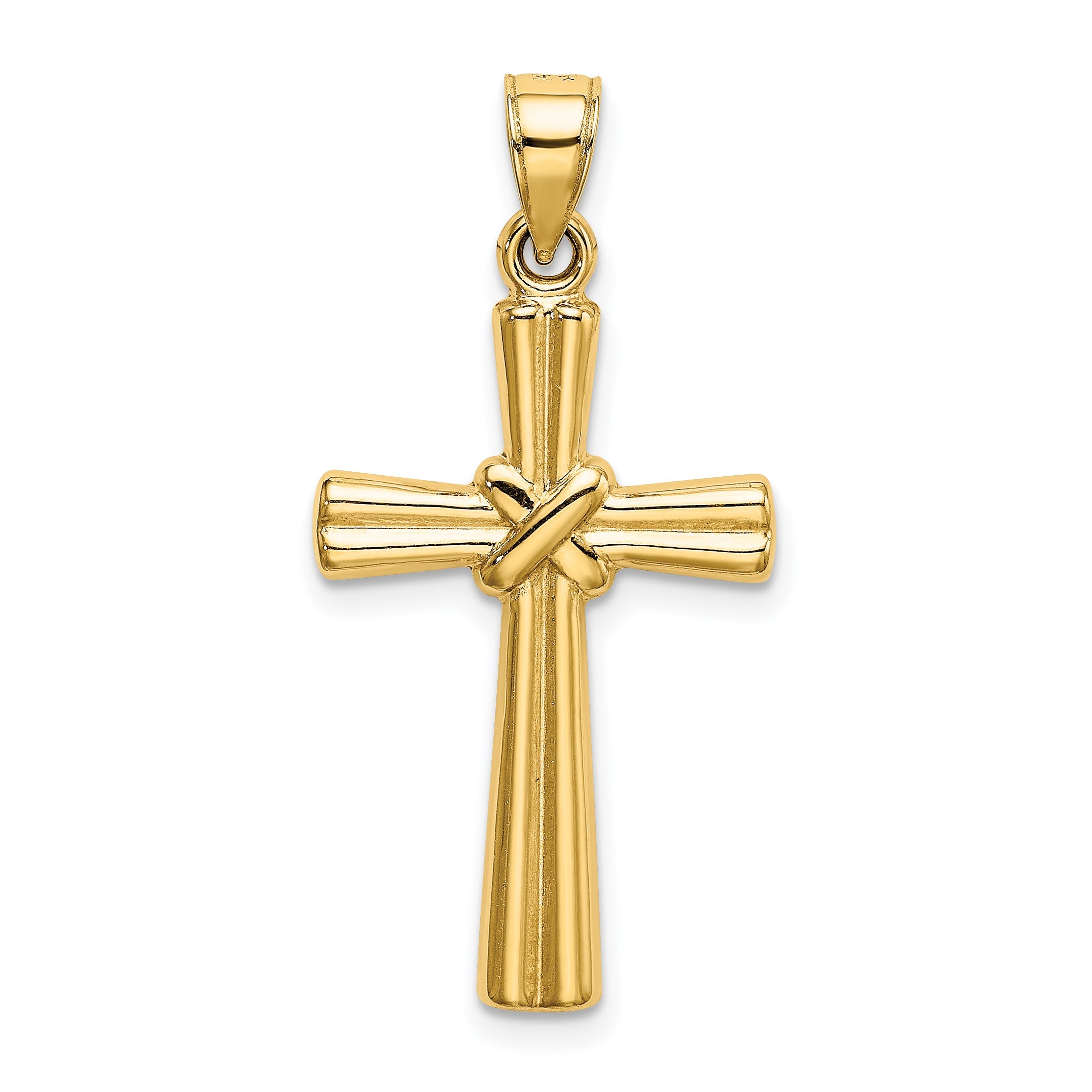 14K Yellow Gold Hollow Cross Pendant