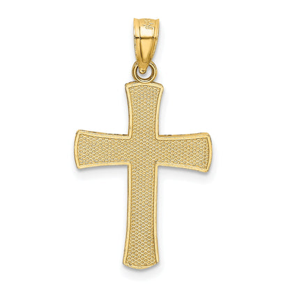 14K Yellow Gold Diamond-Cut Latin Cross Pendant