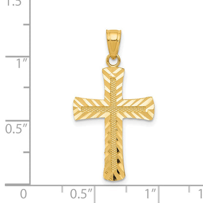 14K Yellow Gold Diamond-Cut Latin Cross Pendant