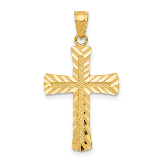 14K Yellow Gold Diamond-Cut Latin Cross Pendant