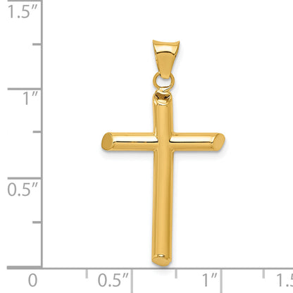 14K Yellow Gold Polished Tube Cross Pendant