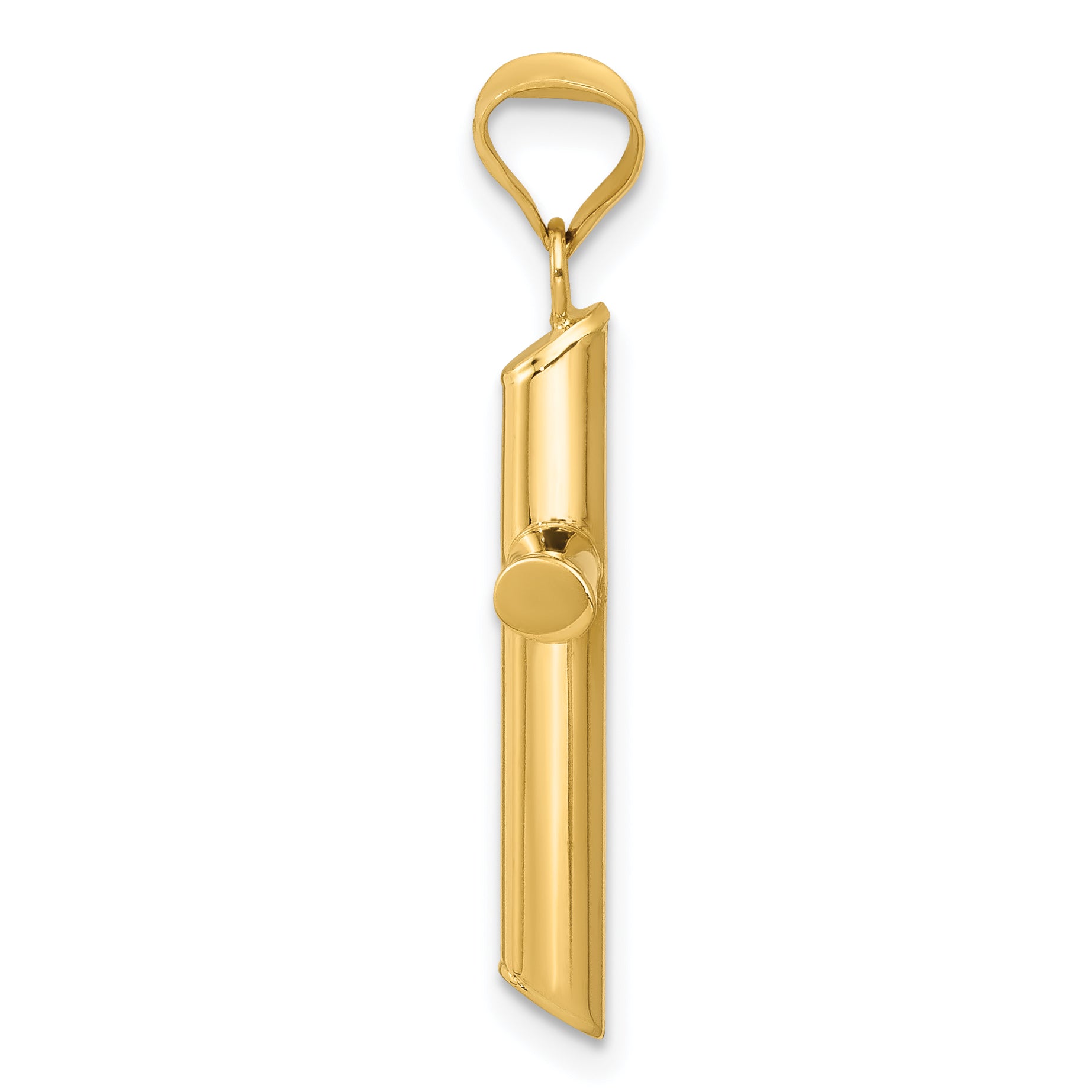 14K Yellow Gold Polished Tube Cross Pendant