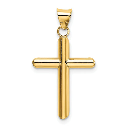 14K Yellow Gold Polished Tube Cross Pendant