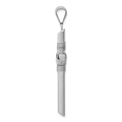 14k White Gold w/Center Wrap Tube Cross Pendant