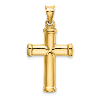 14K Yellow Gold Polished Stamping Cross Pendant