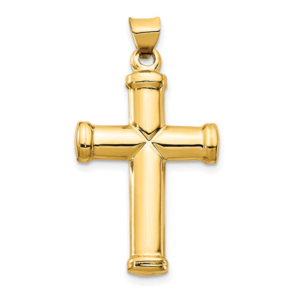 14K Yellow Gold Polished Stamping Cross Pendant
