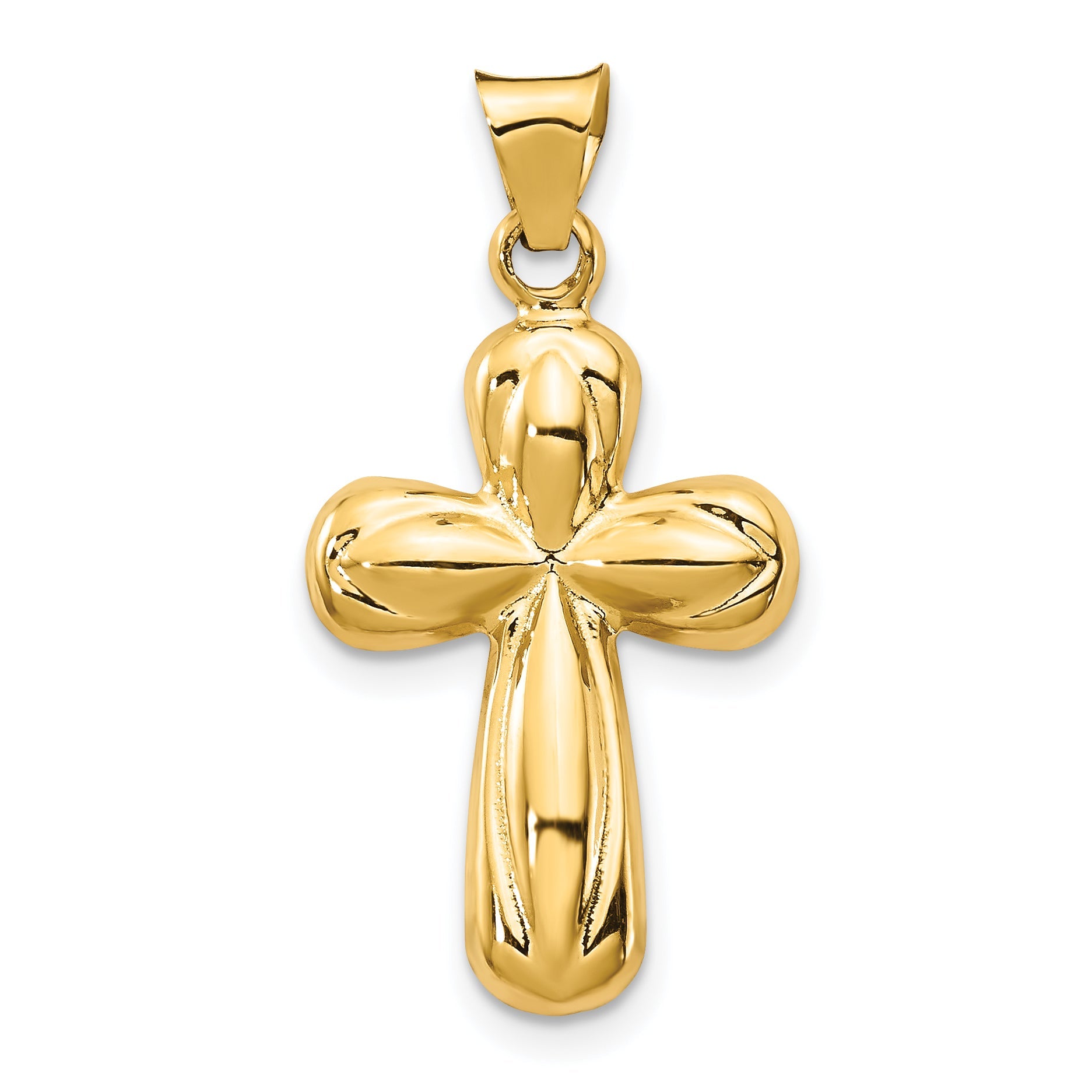 14K Yellow Gold Polished Stamping Cross Pendant