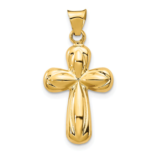 14K Yellow Gold Polished Stamping Cross Pendant