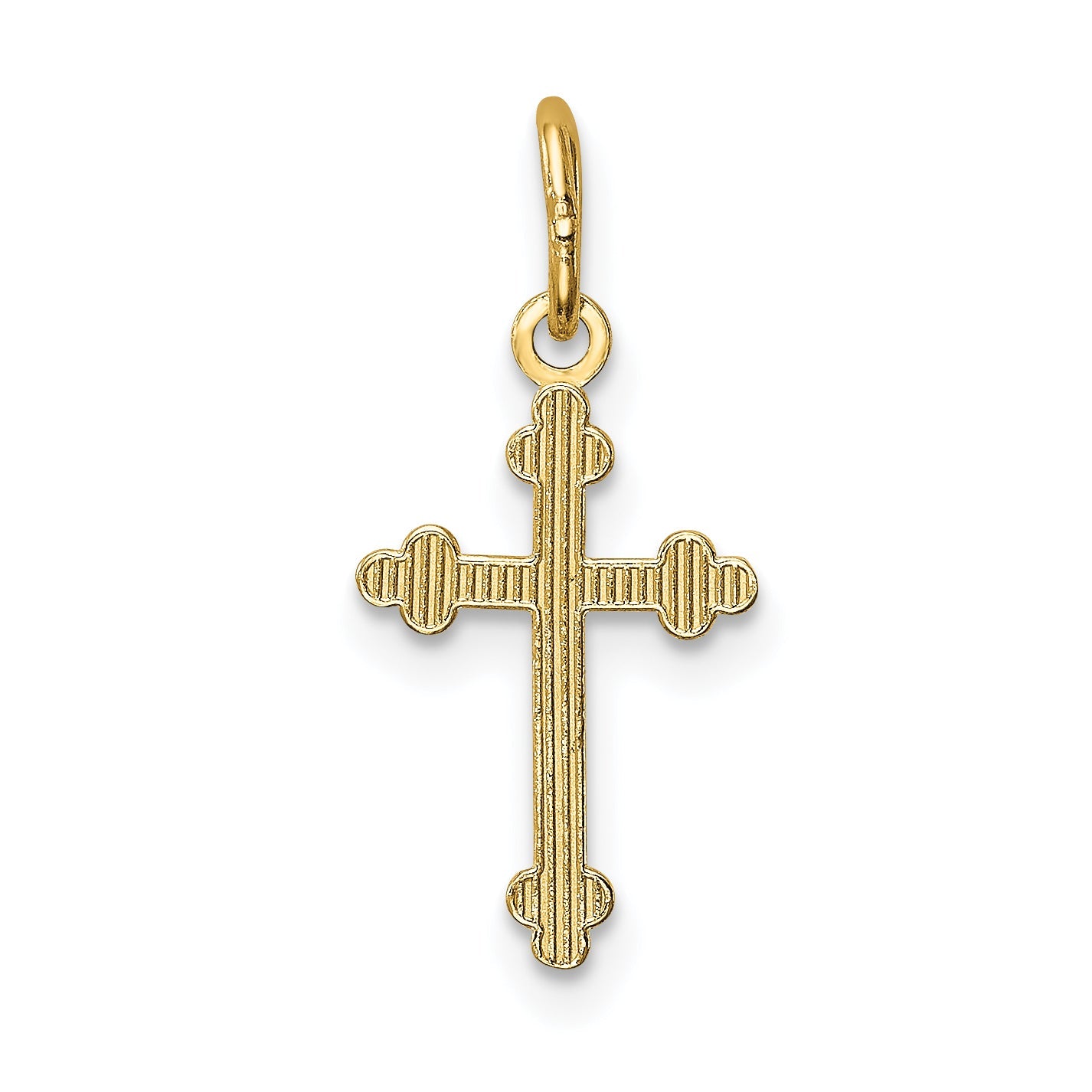 14K Yellow Gold Polished Small Budded Cross Charm