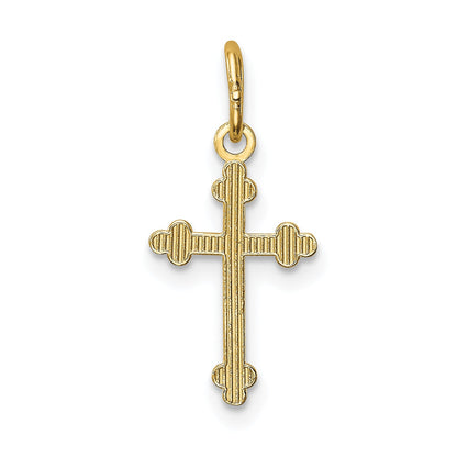 14K Yellow Gold Polished Small Budded Cross Charm