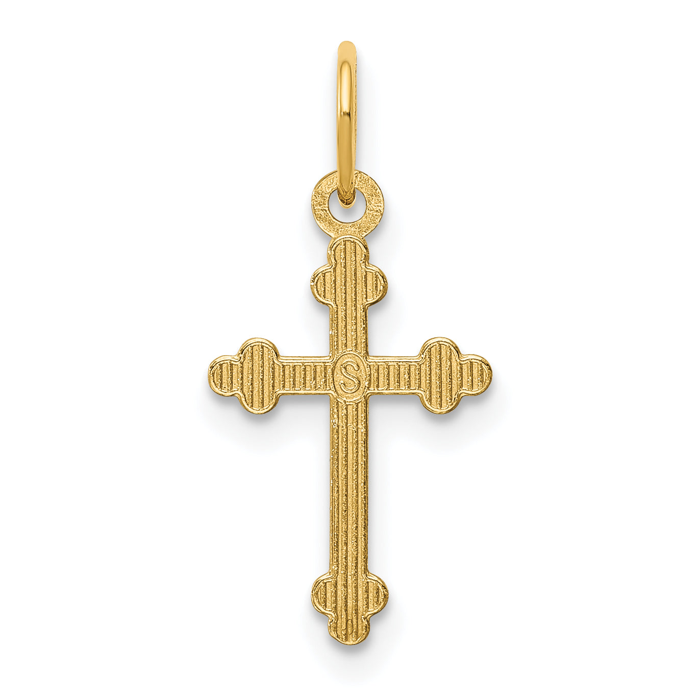 14K Yellow Gold Small D/C Budded Cross Pendant