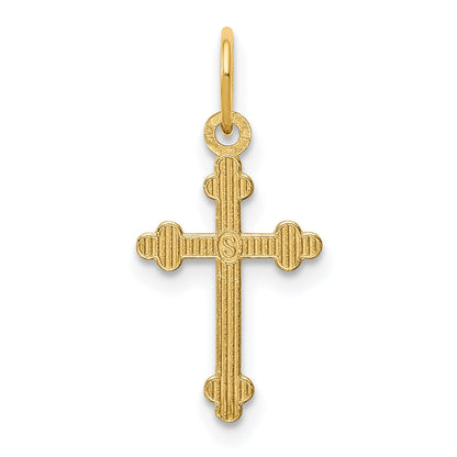 14K Yellow Gold Small D/C Budded Cross Pendant