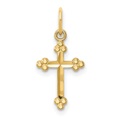 14K Yellow Gold Small D/C Budded Cross Pendant