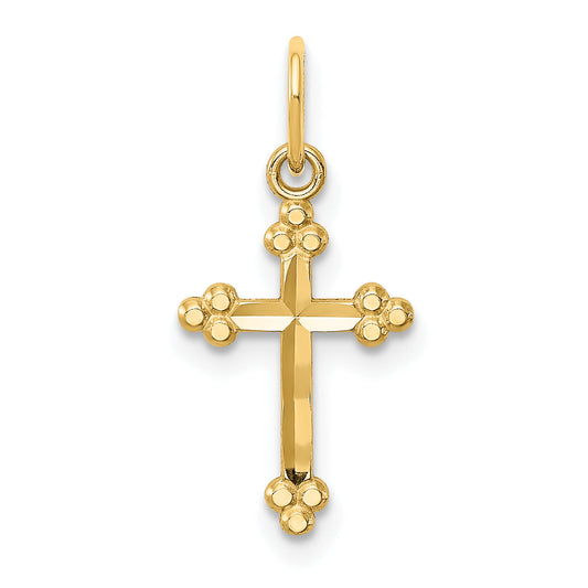 14K Yellow Gold Small D/C Budded Cross Pendant