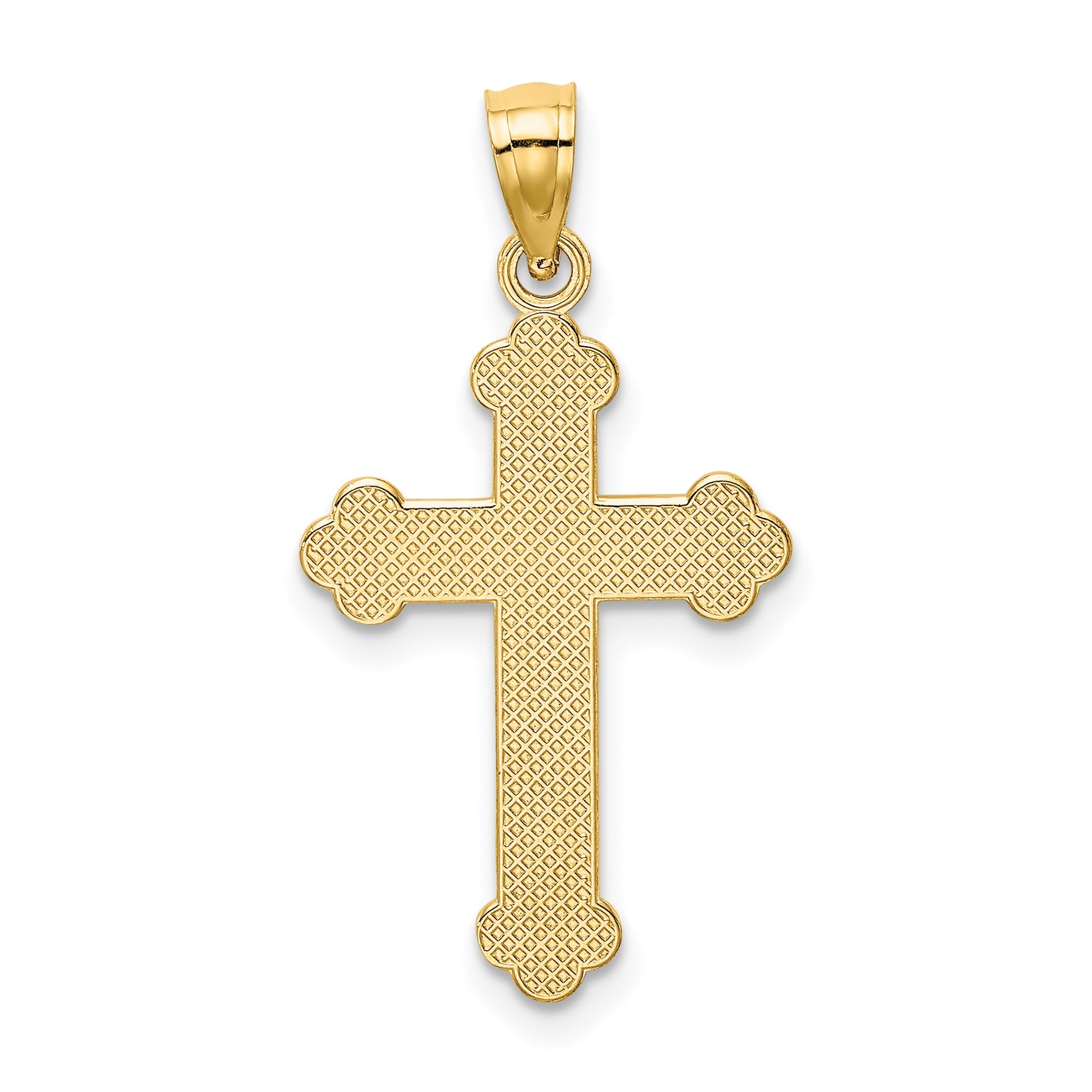 14K Yellow Gold Satin And Polished Faith Cross Pendant