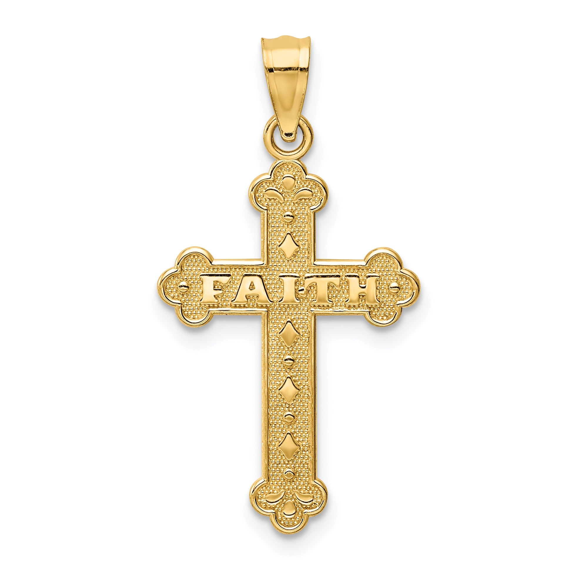 14K Yellow Gold Satin And Polished Faith Cross Pendant