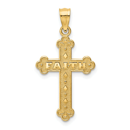 14K Yellow Gold Satin And Polished Faith Cross Pendant
