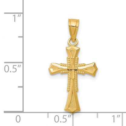 14K Yellow Gold Diamond-Cut Cross Pendant