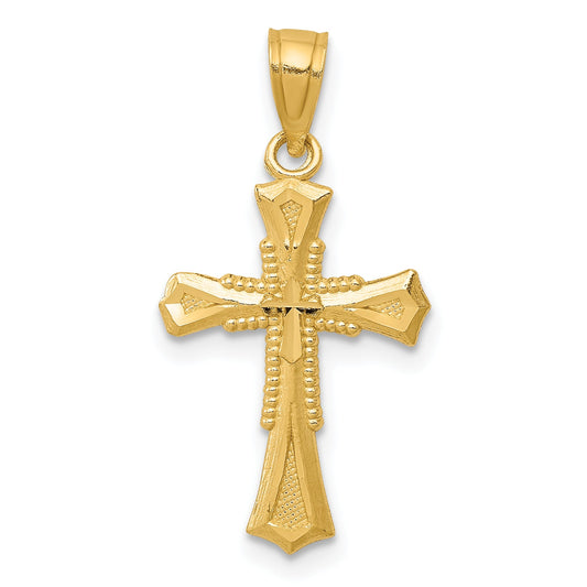 14K Yellow Gold Diamond-Cut Cross Pendant