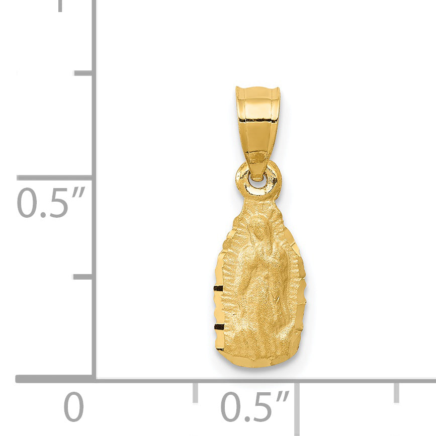 14K Yellow Gold Satin & D/C Our Lady Of Guadalupe Pendant