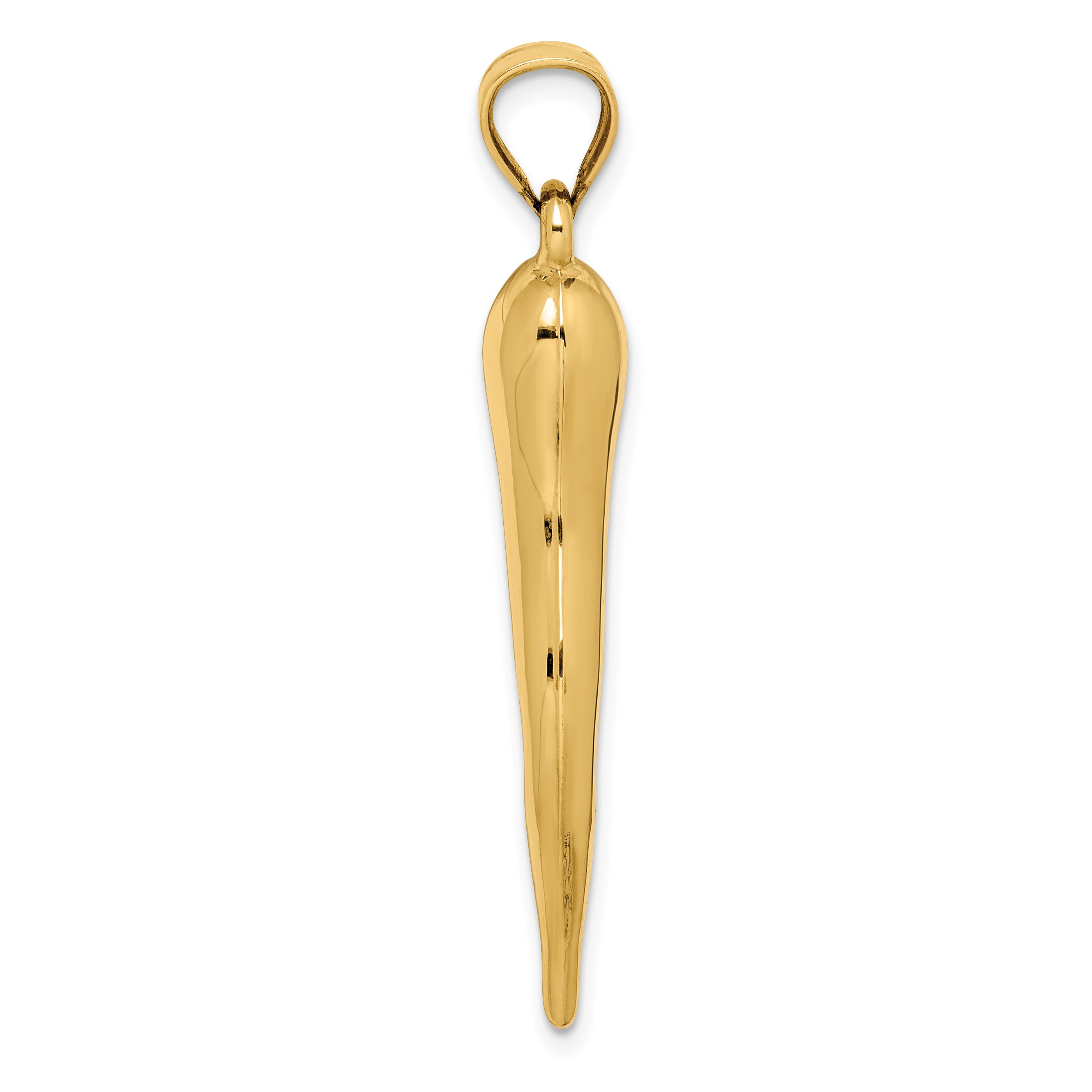 14K Yellow Gold Hollow 3D Italian Horn Pendant