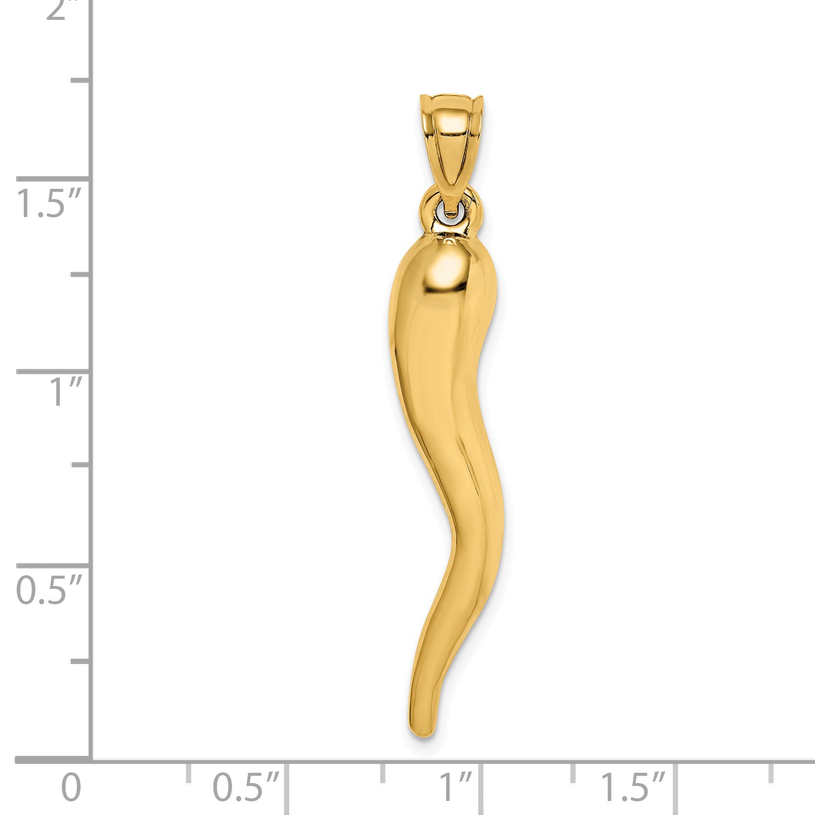 14K Yellow Gold Hollow 3D Italian Horn Pendant