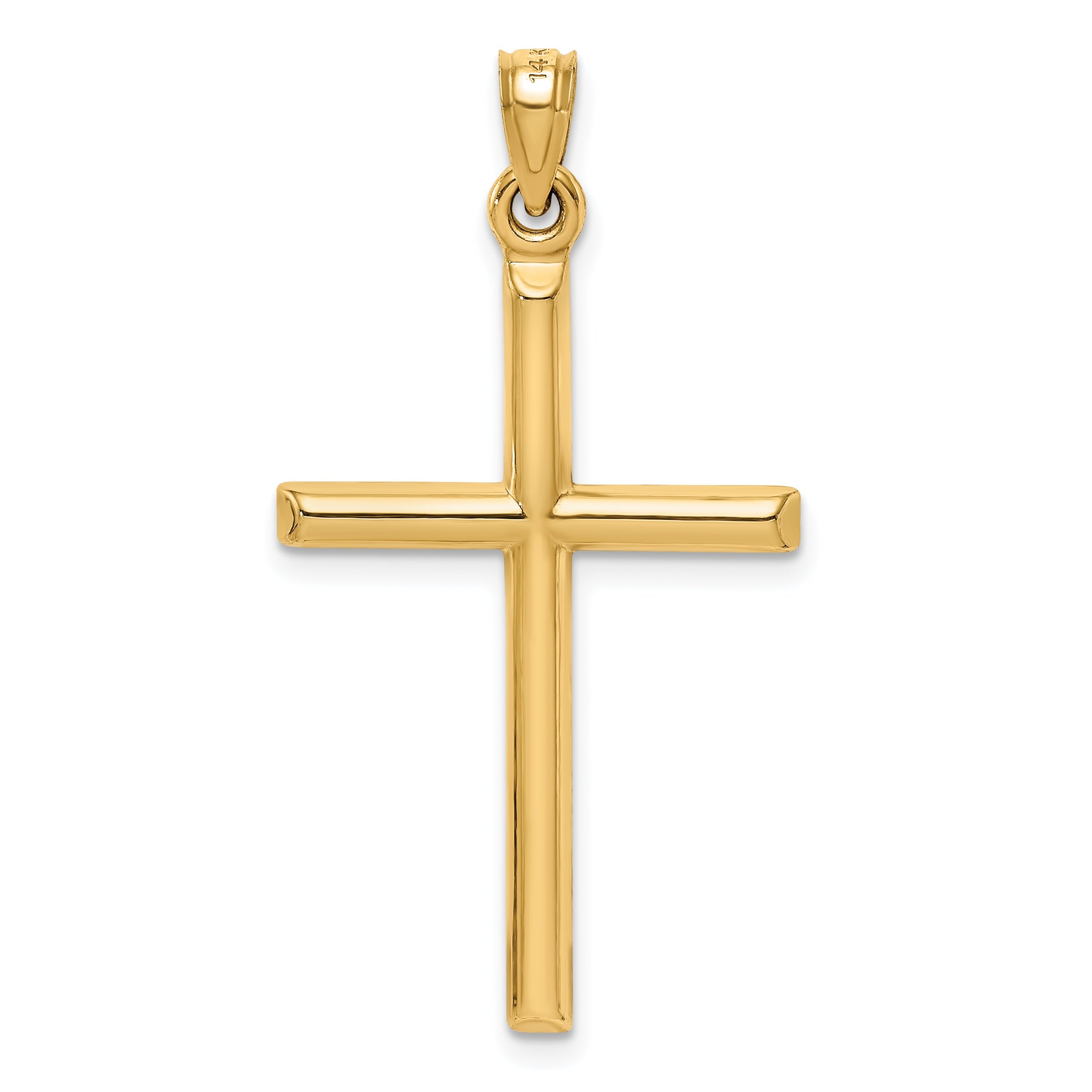 14K Yellow Gold Hollow Diamond-Cut Cross Pendant