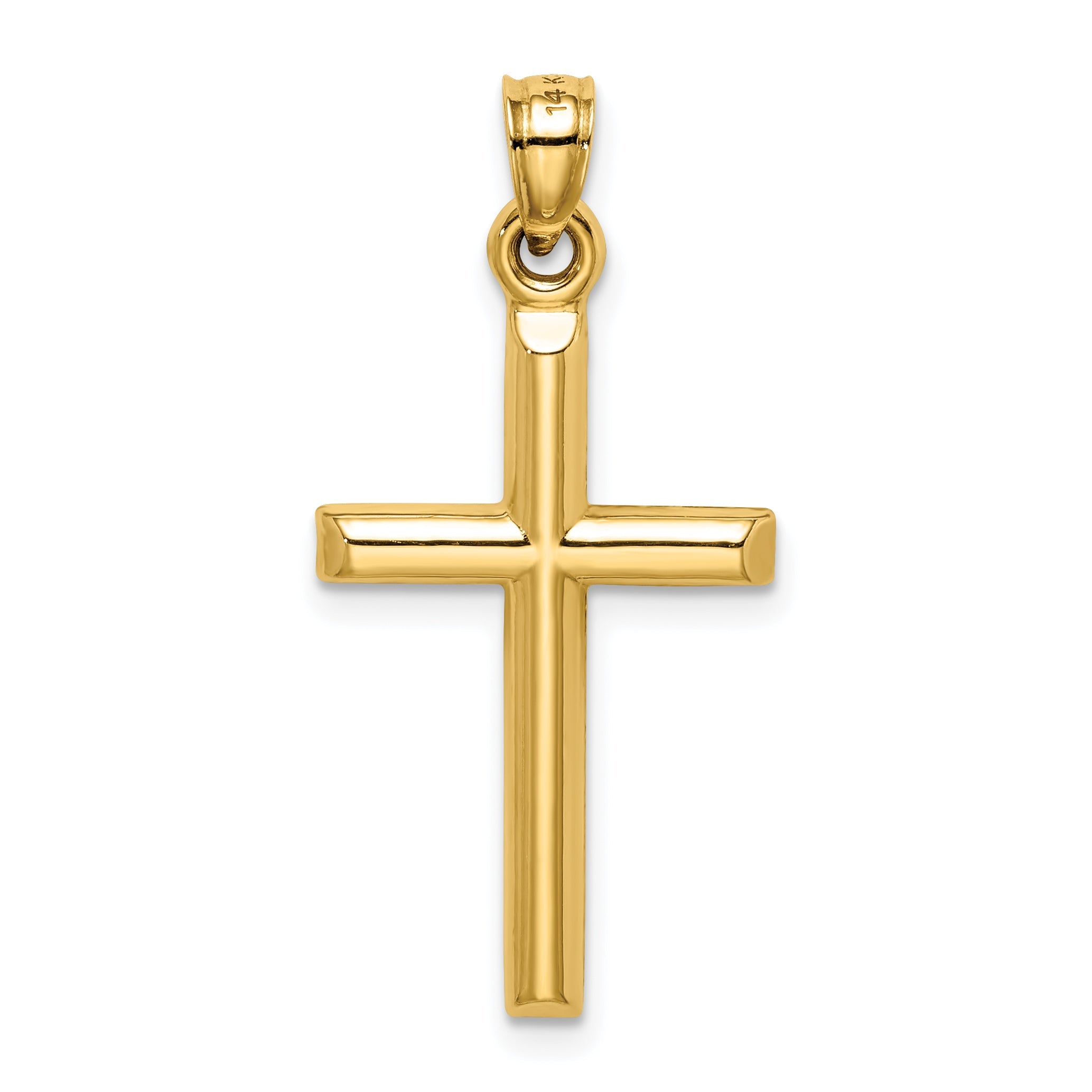 14K Yellow Gold Hollow Diamond-Cut Cross Pendant