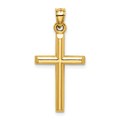 14K Yellow Gold Hollow Diamond-Cut Cross Pendant