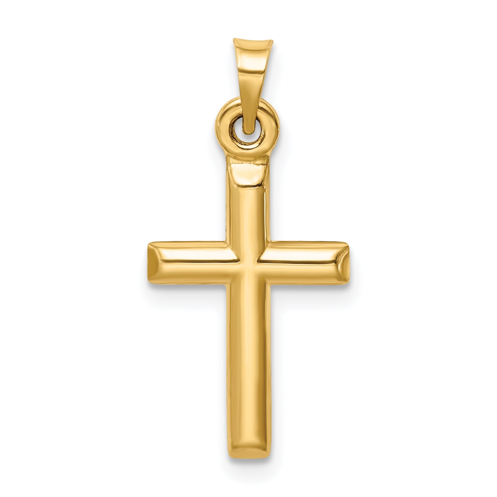 14K Yellow Gold Hollow Diamond-Cut Cross Pendant