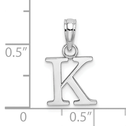 14K White Gold Polished Block Letter K Initial Pendant