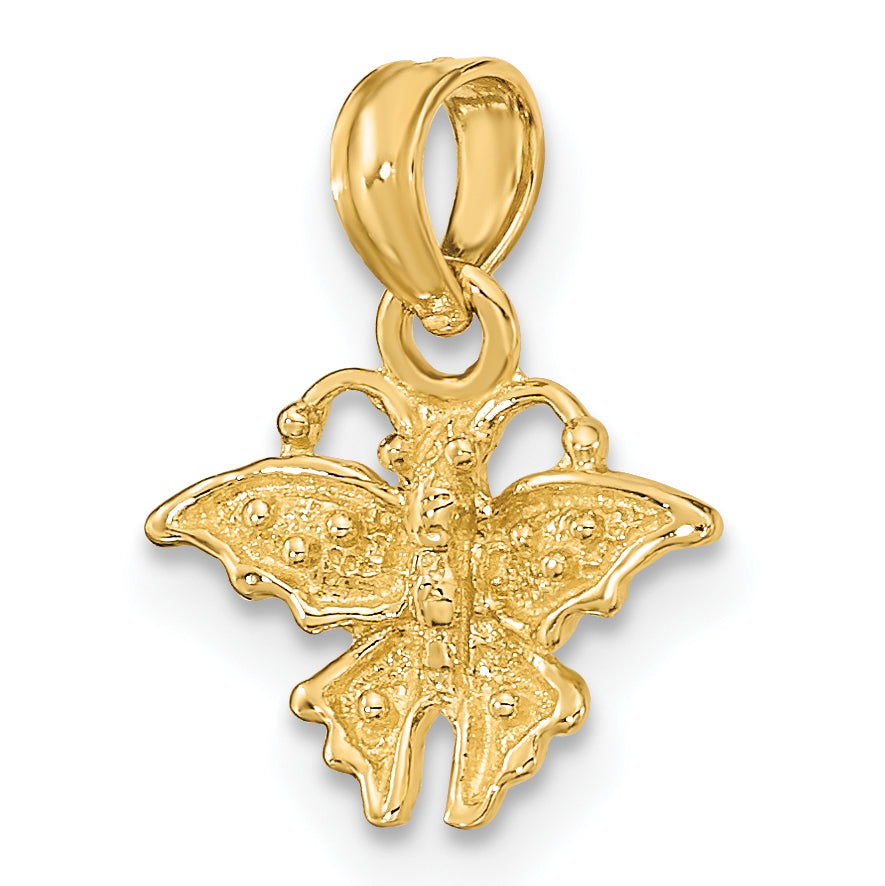 14K Yellow Gold Textured Mini Butterfly Charm