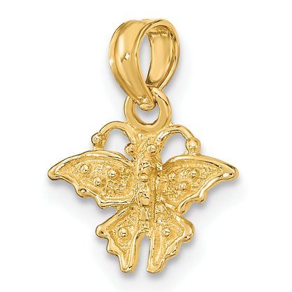 14K Yellow Gold Textured Mini Butterfly Charm