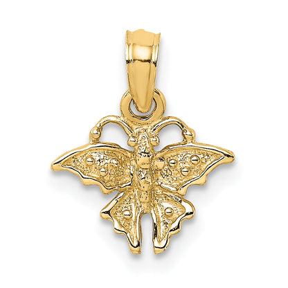 14K Yellow Gold Textured Mini Butterfly Charm