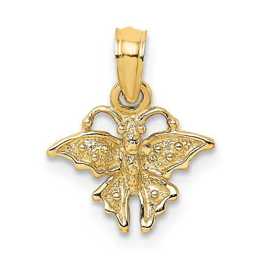 14K Yellow Gold Textured Mini Butterfly Charm