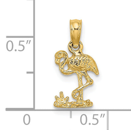 14K Yellow Gold Mini Flamingo Charm