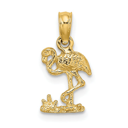 14K Yellow Gold Mini Flamingo Charm