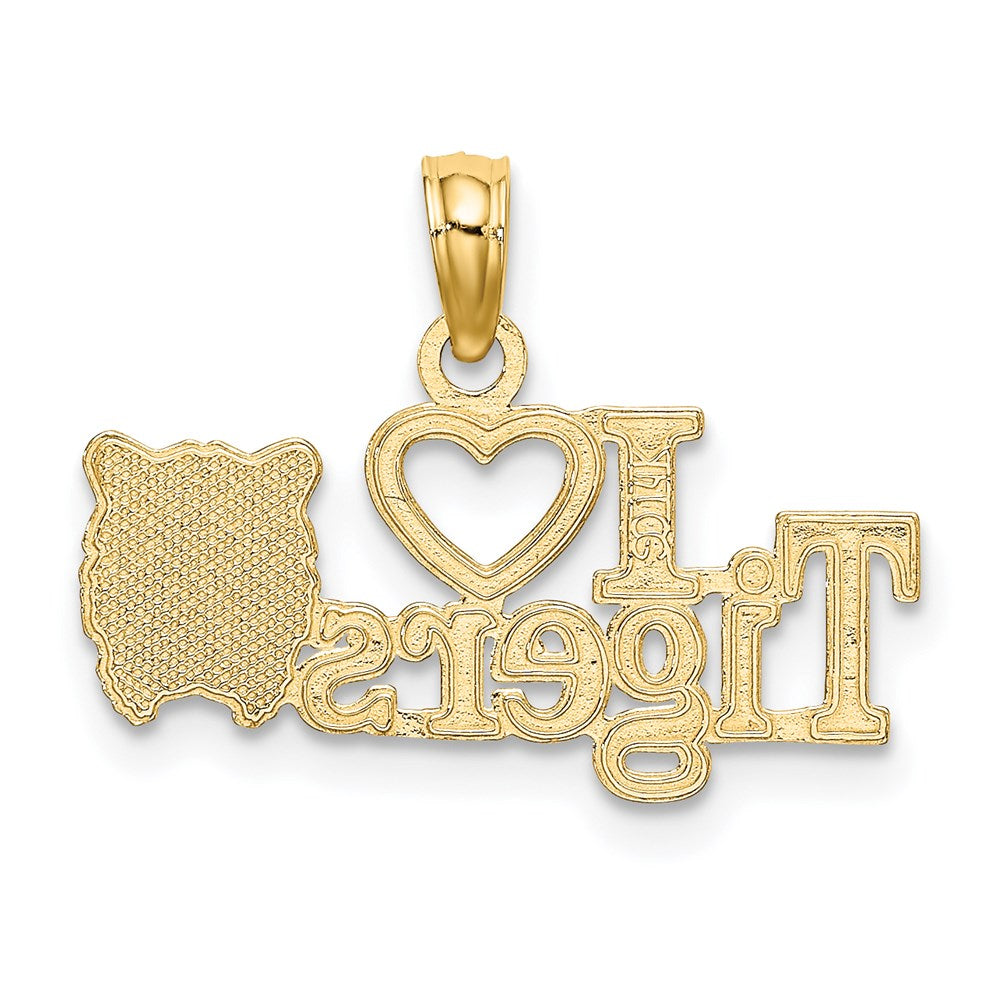 14K Yellow Gold I Heart Tigers W/ Tiger Head Charm